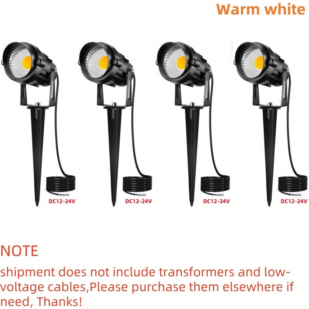 2/4/6/8/10 pcs low voltage LED landscape light | 6W, 12V-24V, outdoor Christmas spotlight, warm white, cool white, IP66 lighting lamp suitable for gardens, paths, walls, trees, flags