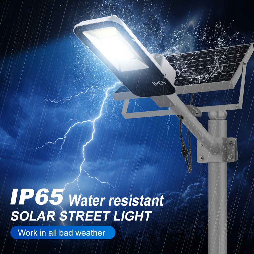 1pc Solar Outdoor Super Bright Street Light Courtyard Light, IP65 Outdoor Waterproof, 6500K White Light, with Remote Control, Light Control Smart Switch, with 6000mAh Large Capacity Battery, Dusk to Dawn, Perfect for Garden, Street, Pathway