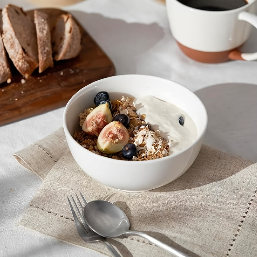 4-Piece Ceramic Salad Bowl Set, 6-Inch White Ceramic Bowls, 22 oz – Perfect for Kitchen Soup Bowls, Cereal Bowls, Ramen Bowls, Oatmeal Bowls, Fruit Bowls, Rice Bowls – Dishwasher & Microwave Safe
