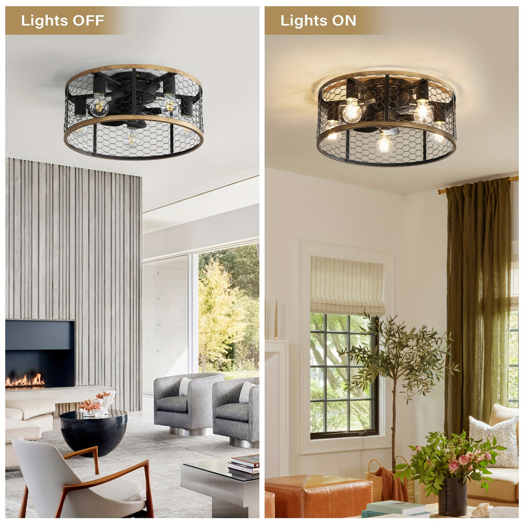 Sofucor 20 Inch 7-Blade Caged Ceiling Fan with Remote Control & Light Kit Set