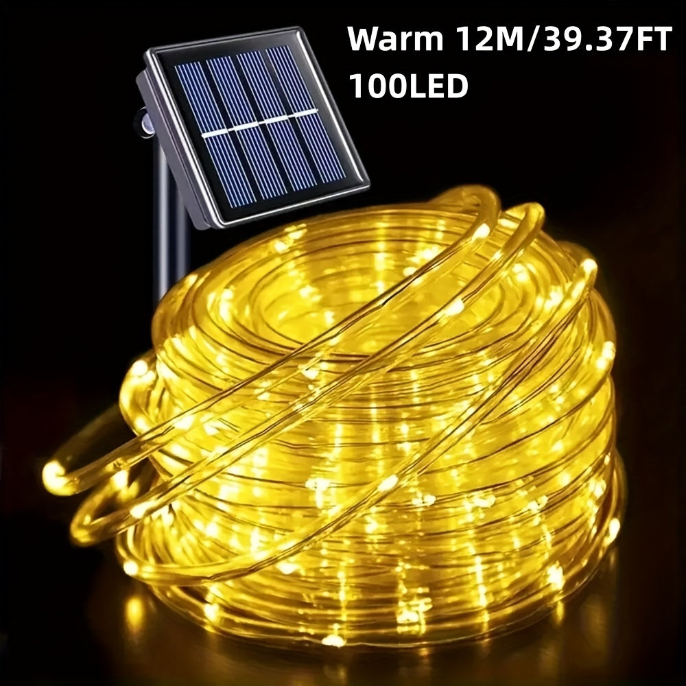 1 件户外太阳能灯管，22/39/72 英尺 50/100/200 LED 灯串，8 种模式花园绳灯装饰婚礼圣诞节万圣节复活节感恩节，露台门廊游泳池圣诞树，派对户外装饰灯，持久续航防风防雨