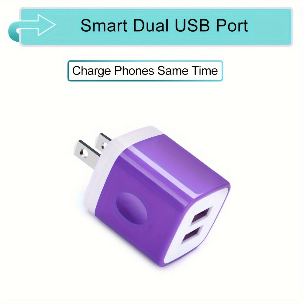 1pc USB Wall Charger, Charger Adapter, 2.1A/10W Dual Port Fast Charging Plug Box, Suitable for iPhone 15 14 13 12 11 Pro Max 10 SE X 8 7 Plus Samsung Power Block Fast Charging Box