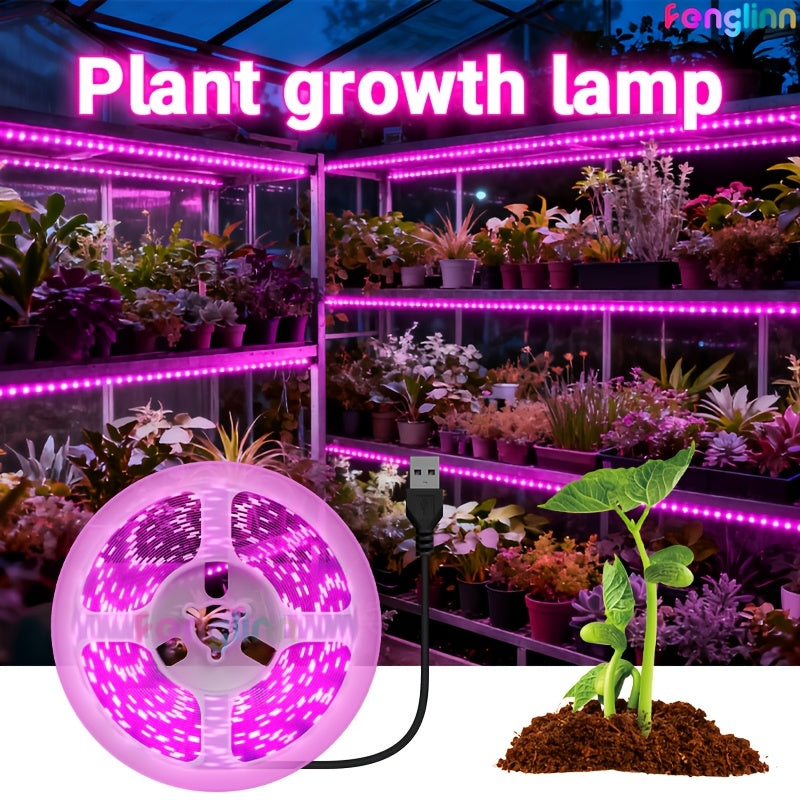 Indoor Full Spectrum LED Plant Grow Light Strip, Pink Purple, 5V USB Powered