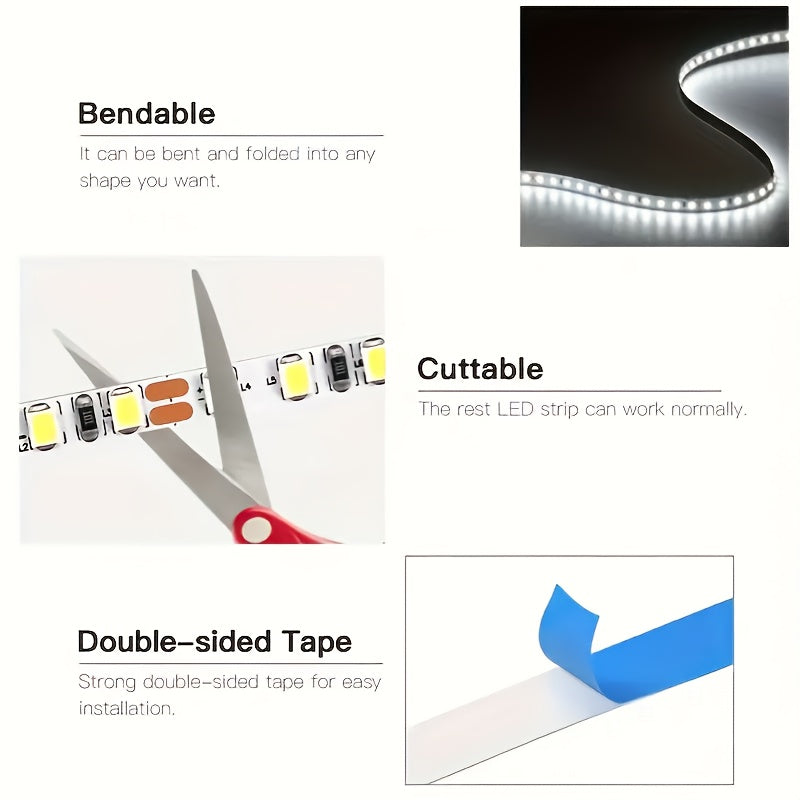 4条装 DC12V LED 灯条5050 SMD-10 厘米/3.94 英寸（6 个 LED灯珠）+30 厘米/11.81 英寸（18 个 LED灯珠）柔性可剪裁带背胶，适用于照明、家居装饰（白色/红色/蓝色）