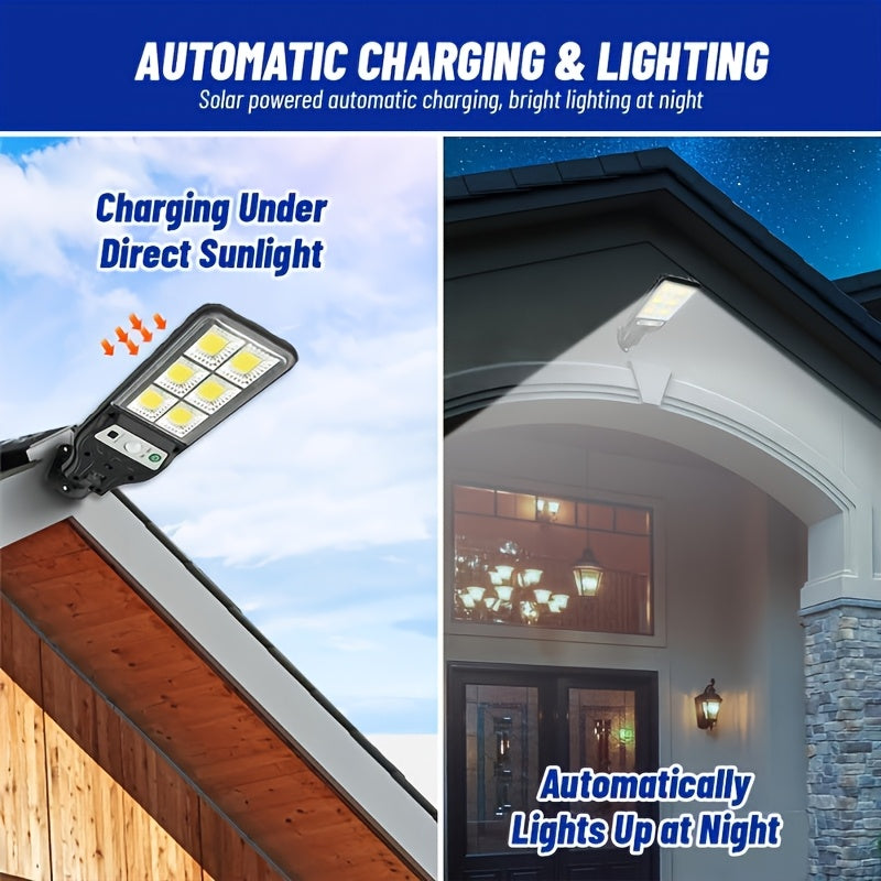 1/2/4 Pack Solar Street Light with Motion Sensor, Designed for Wall Mounting, Suitable for Commercial Streets and Area Lighting, Outdoor 6 COB LED Solar Light with 3 Lighting Modes, Perfect for Floodlighting