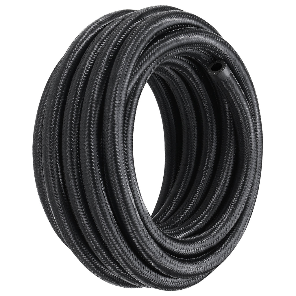 VEVOR 6AN/8AN Fuel Line Kit, 20 FT Fuel Hose Kit, 0.34"/0.43" Nylon Stainless Steel Braided Fuel/Gas/Diesel Hose End Fitting Kit, with 12 PCS Swivel Fitting Adapter Set, Black