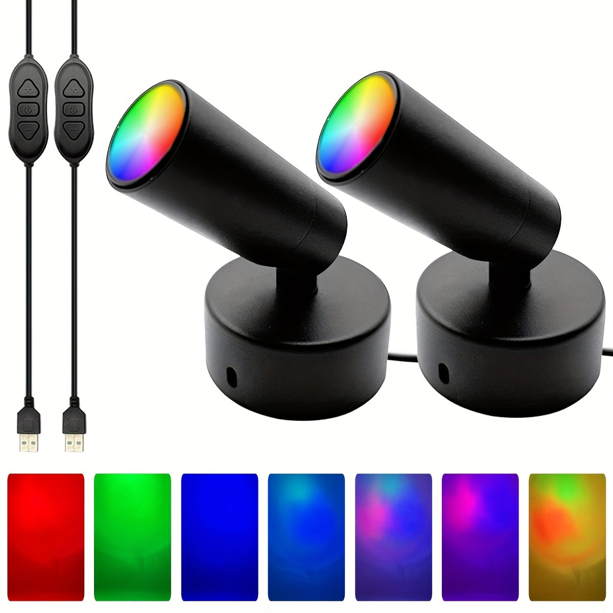 All-metal spotlight, seven-color dynamic mode indoor decorative lighting, adjustable brightness and angle, suitable for home decoration, artwork accent lighting and display piece lighting