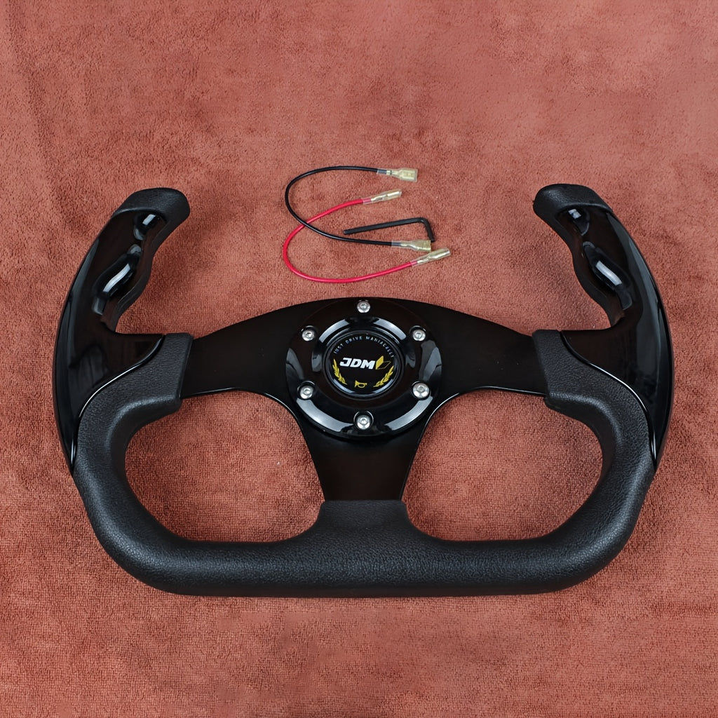 Universal 13 Inch 330mm Black Red Blue Carbon Fiber Pattern PU Leather Aluminum Alloy Half-Spoke Steering Wheel
