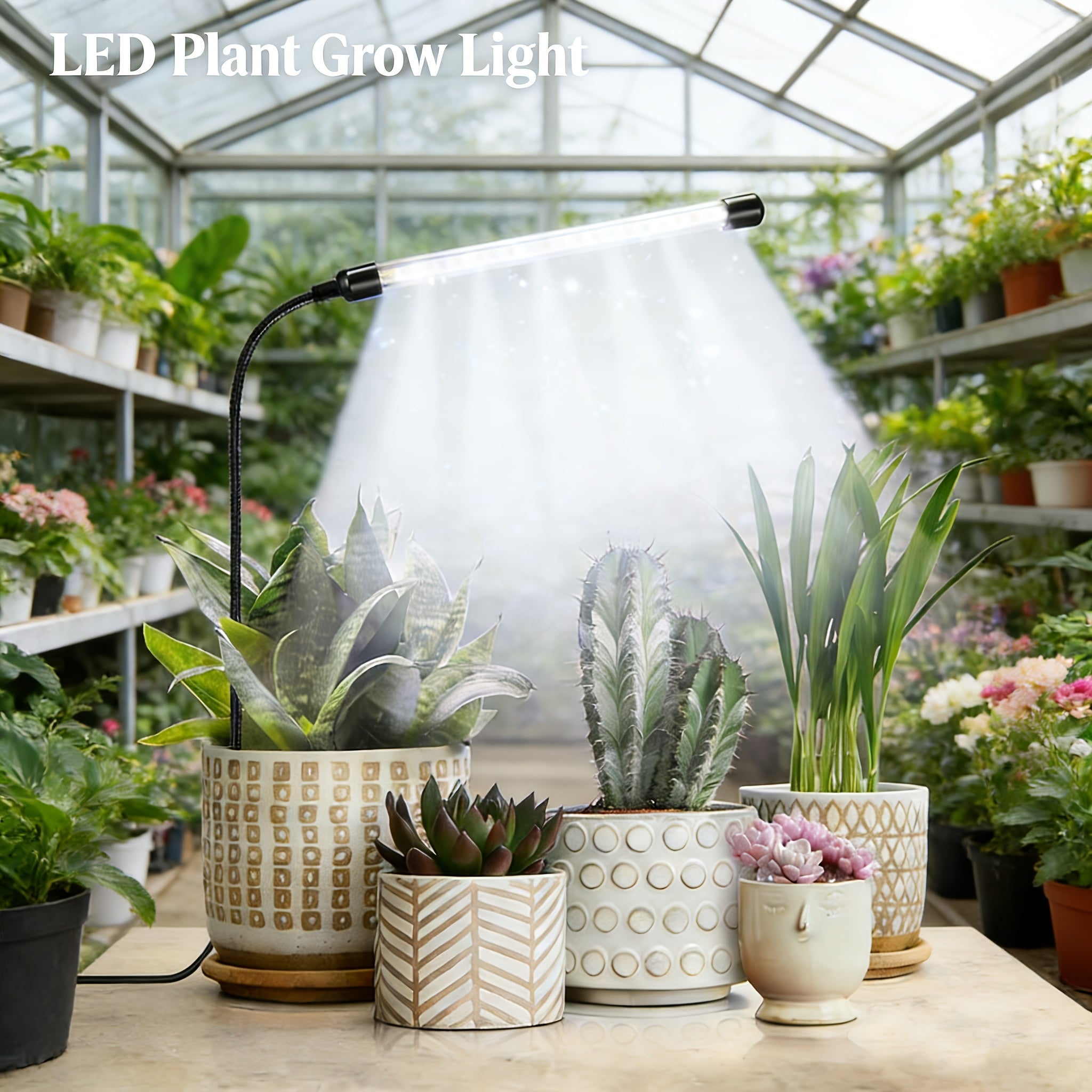 HOTU 6000K Plant Grow Light, USB Powered, Directly Plug into Potted Plants for Lighting, No Installation Required, Timer Function, Ideal for Indoor Gardens and Greenhouse Planting