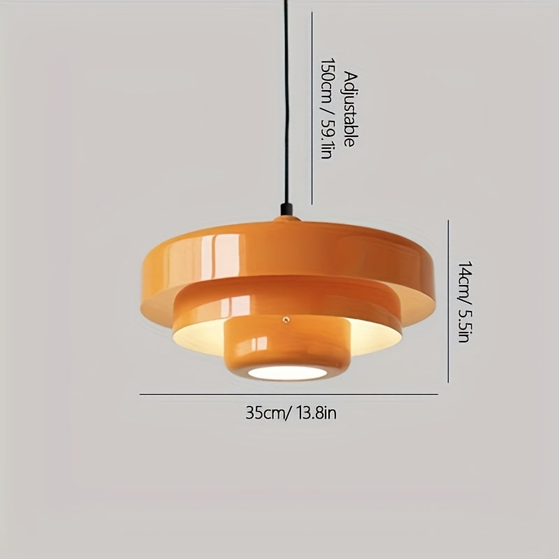 Large Retro Mid-Century Modern Pendant Light - Semi-Flush Mount Pendant Light, Suitable for Dining Room, Living Room, Bedroom, with Metal Bowl Shade, Dimmable Function, E26 Socket (Socket Sold Separately)