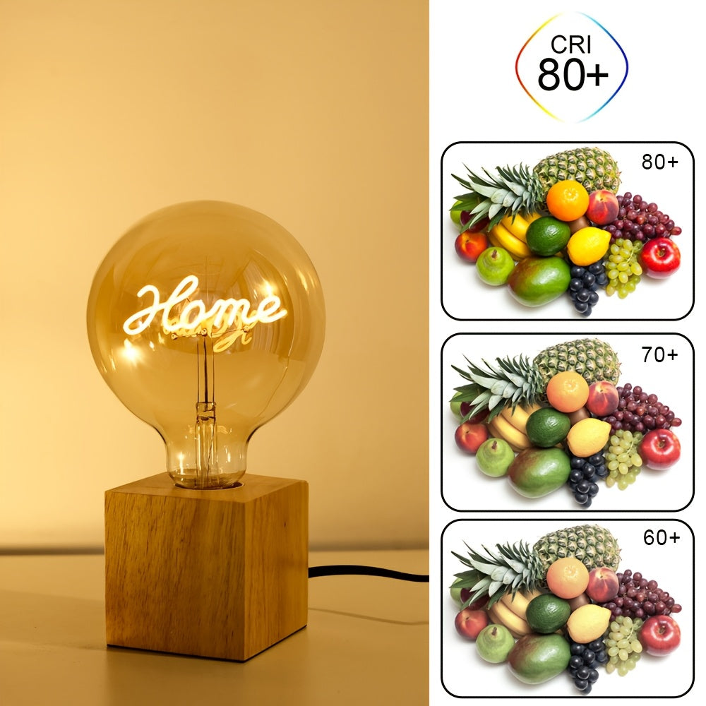 1-pack, globe bulb, vintage globe Edison bulb, HOME letter bulb, amber decorative bulb, G40 LED filament bulb, dimmable, 4W, 2300K warm light bulb, decorative bulb