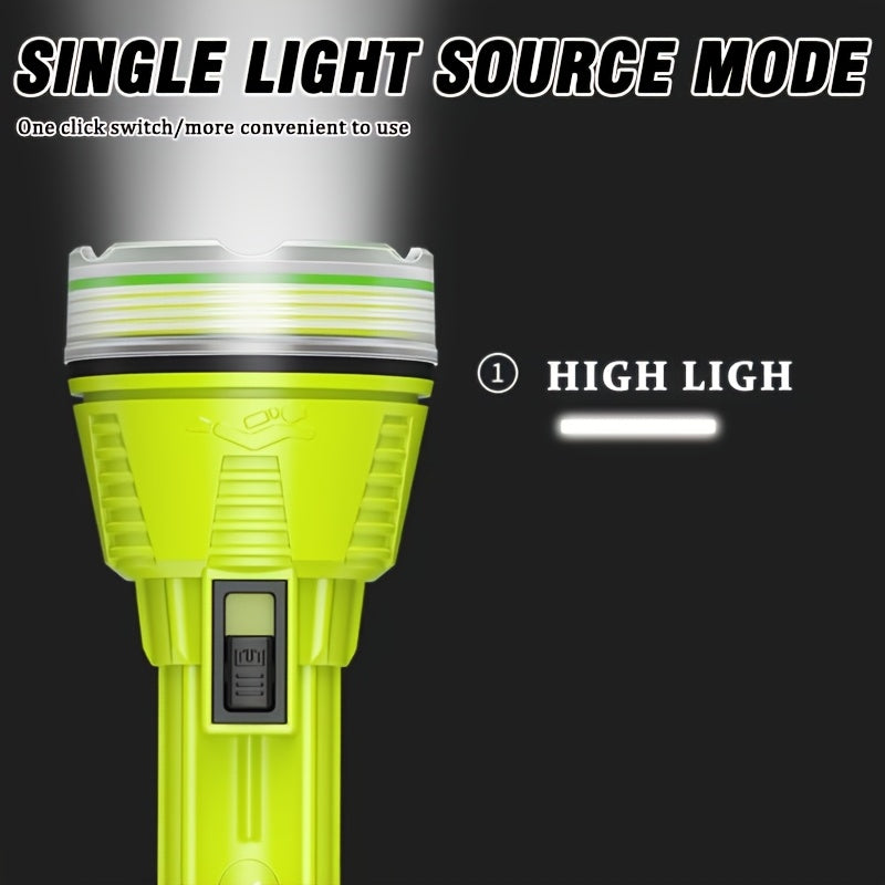 1Pc LED Diving Flashlight, Professional Underwater Torch, IPX8 Waterproof USB Rechargeable Diving Light, High Brightness Outdoor ABS Plastic Portable Flashlight, Ideal for Diving, Swimming, Hiking, Fishing