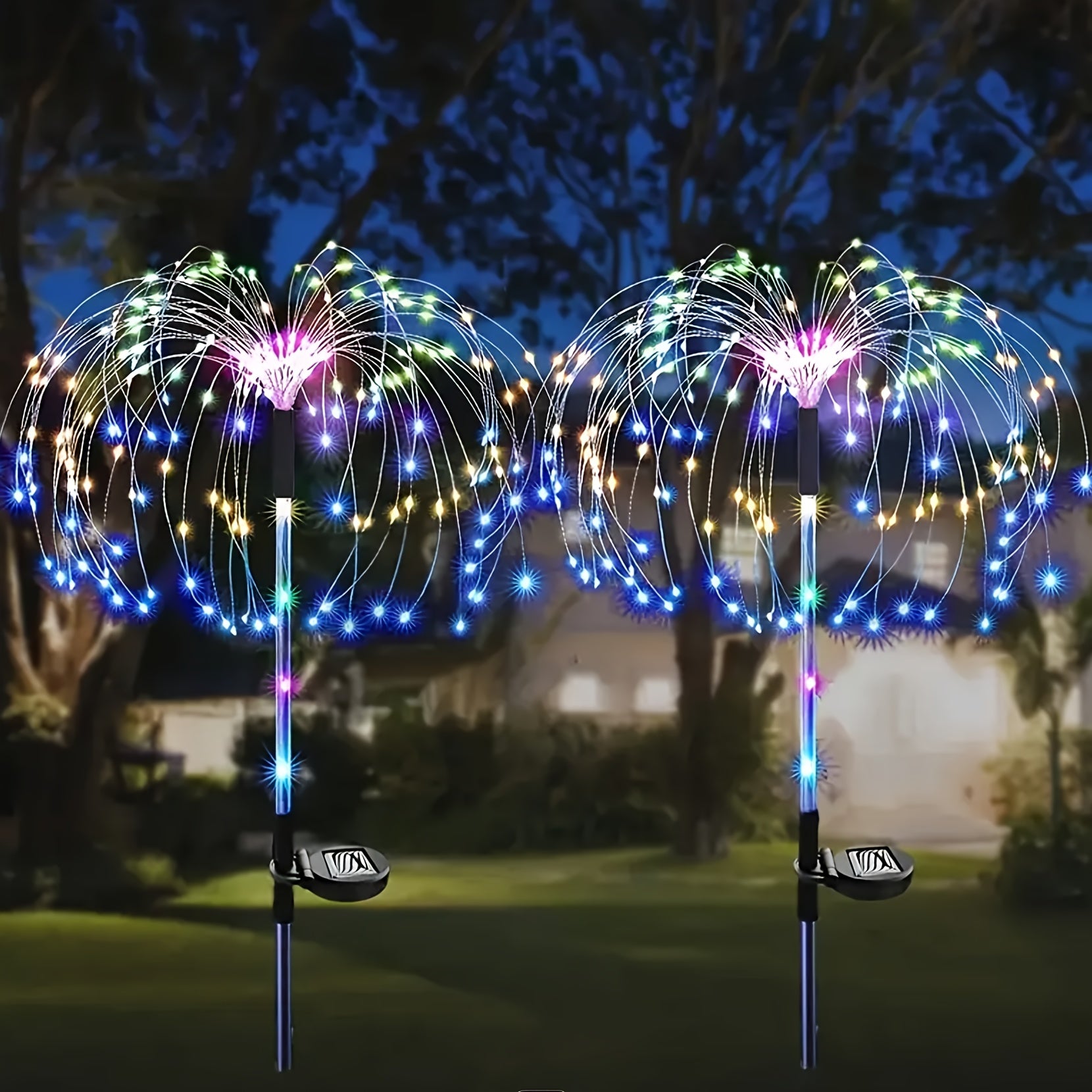 2/4/6 Pack Solar Fireworks Light Outdoor Set, Smart Solar Courtyard Light, 8 Adjustable Flicker Modes, Smart Light Sensor, Perfect for RV Camping, Wedding Christmas, Lawn Backyard Party Patio Decoration, IP44