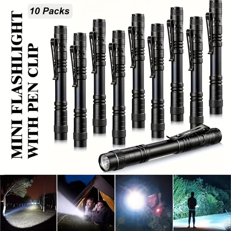 10pcs Mini Portable LED Pen Light, Ultra-Bright Handheld Flashlight, Pocket Flashlight for Camping & Outdoor Emergencies (AAA Batteries Not Included)