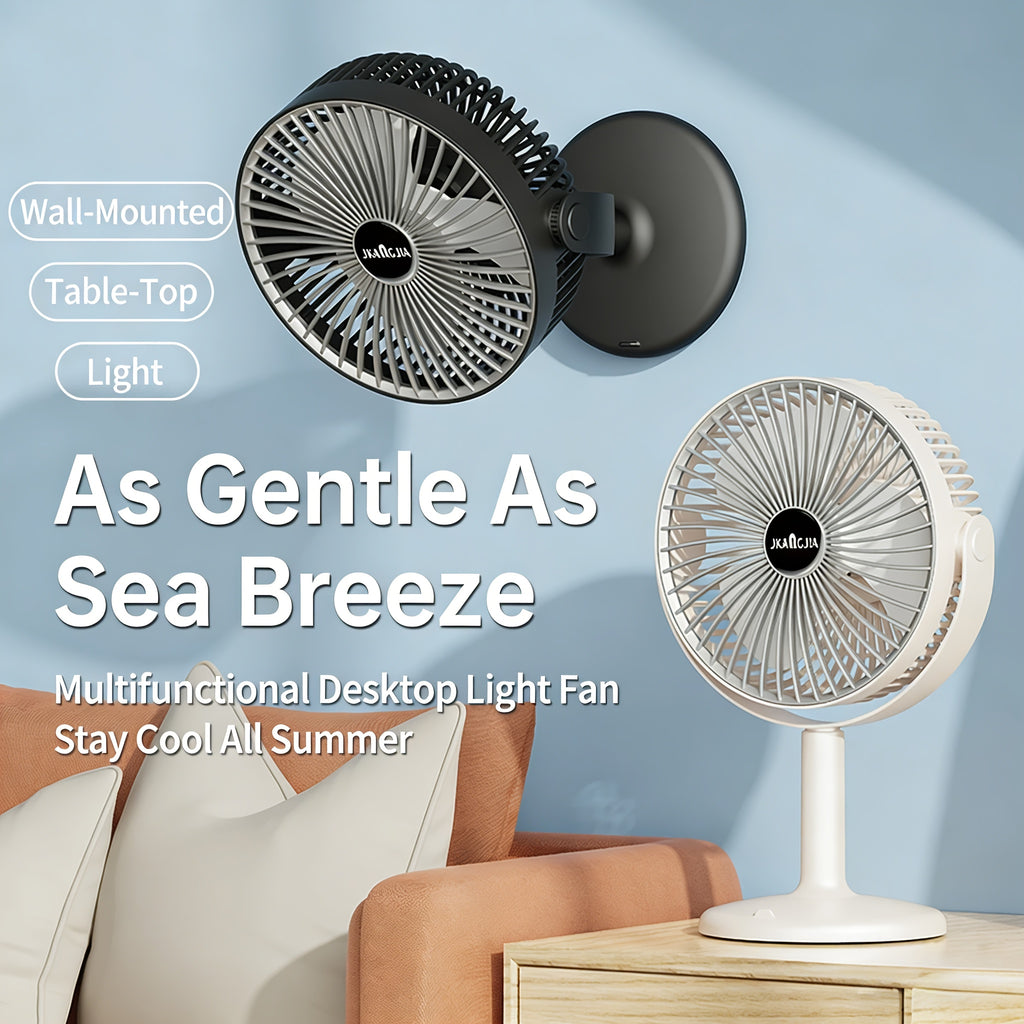 Multifunctional Adjustable Hanging & Desktop Fan | 5 Speed Levels, Built-in Light, USB Charging Port, 360° Adjustable, Triple Fan Design, High Power & Large Capacity Battery, Perfect Partner for Home, Bedroom, Living Room