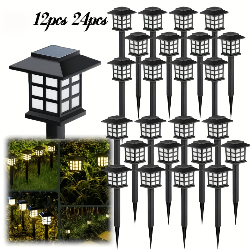 24/12-Piece Solar Outdoor Light, IP44 Street Light, LED Landscape Lighting Garden Light, Suitable for Sidewalk, Driveway, Courtyard and Lawn - Warm Light, 12-Piece Pack. Thanksgiving, Christmas and New Year Gift Decoration.