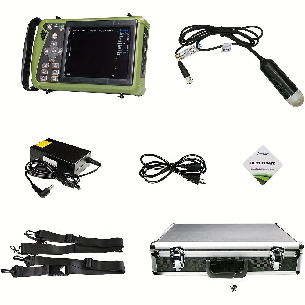 便携式兽用超声波扫描仪（带 3.5MHz 机械扇扫探头），兽医用品手持式兽用妊娠 B 超声设备，适合猪、羊、狗、猫使用，适用于养殖场，动物诊所等