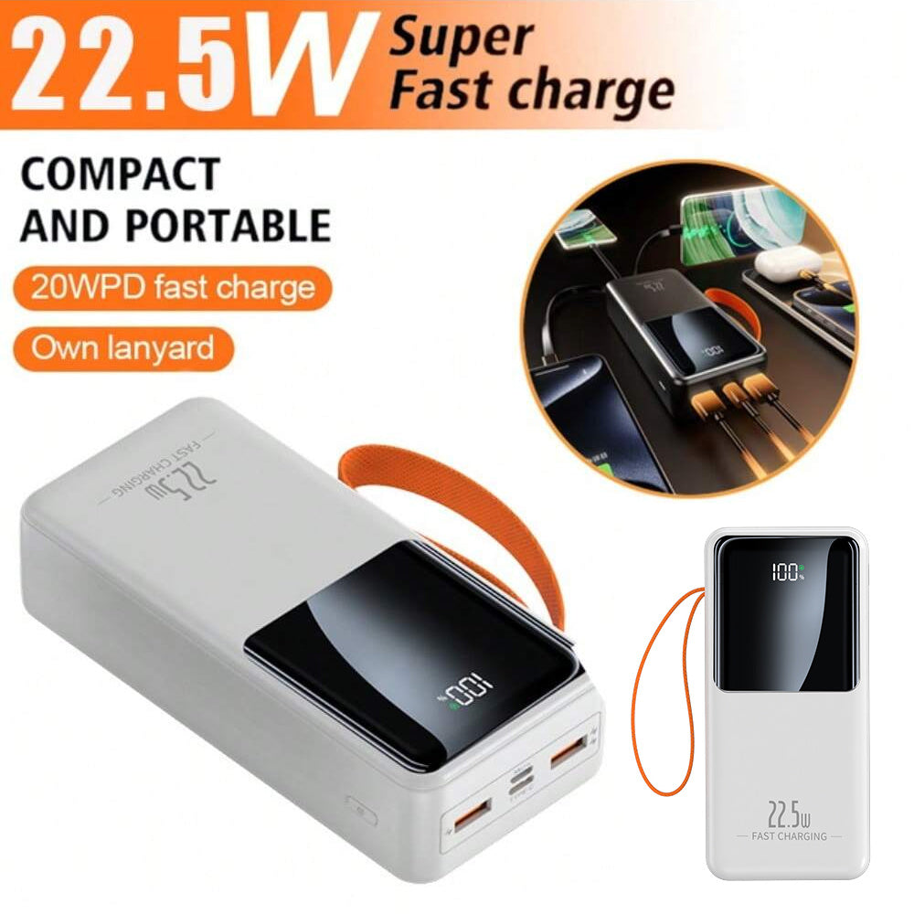 66800Mah Portable Charger PD 22.5W/20W Ultra Rapid Charging with 4 Integrated Cables LED Power Indicator External Battery for All Mobile Phones & Electronic Gadgets
