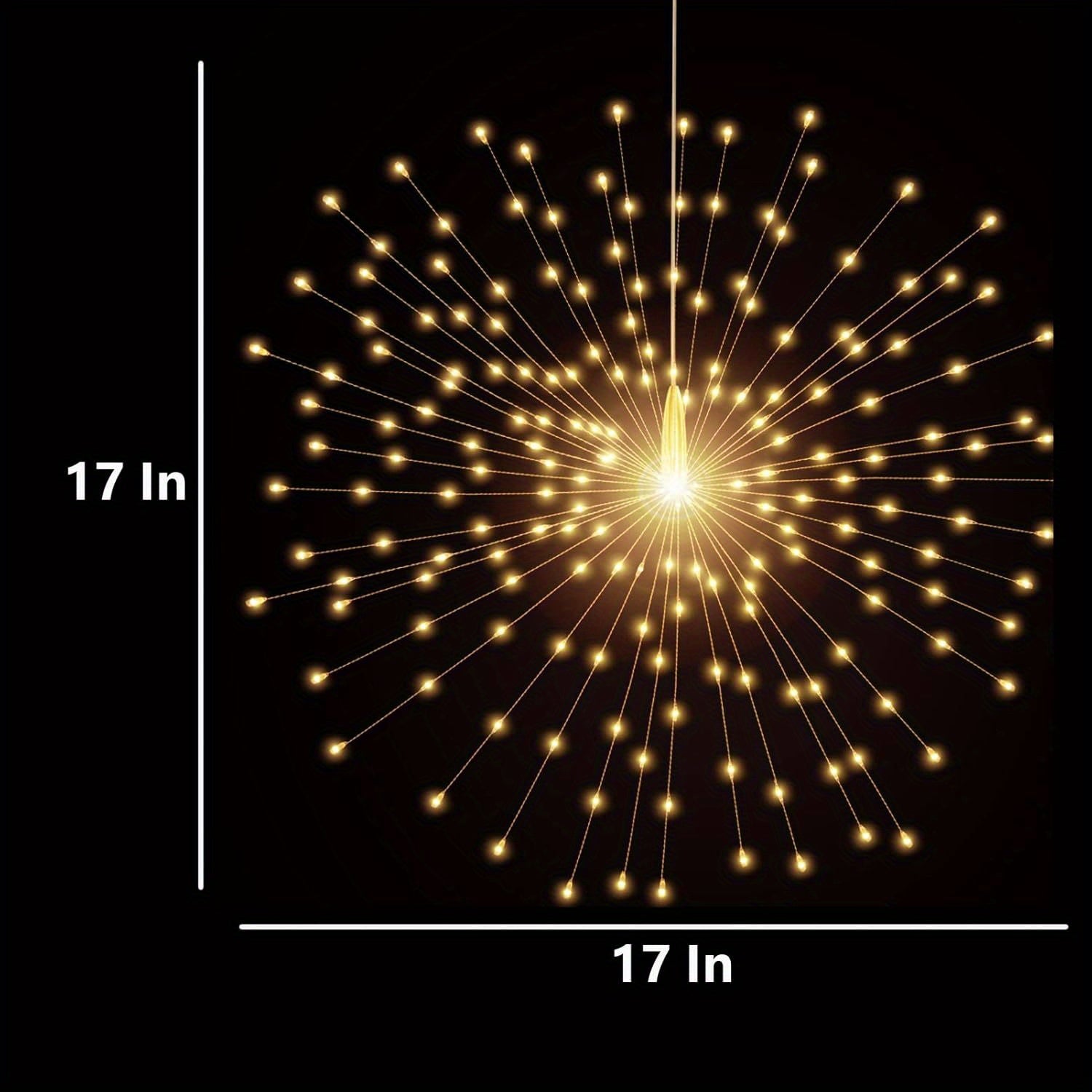 200 LED Starburst Sphere Light, Firework Light Battery Powered Tent Pendant Light Remote Control Waterproof Hanging Light, Perfect for Garden Courtyard Porch Christmas Party Home Decoration Warm White Light