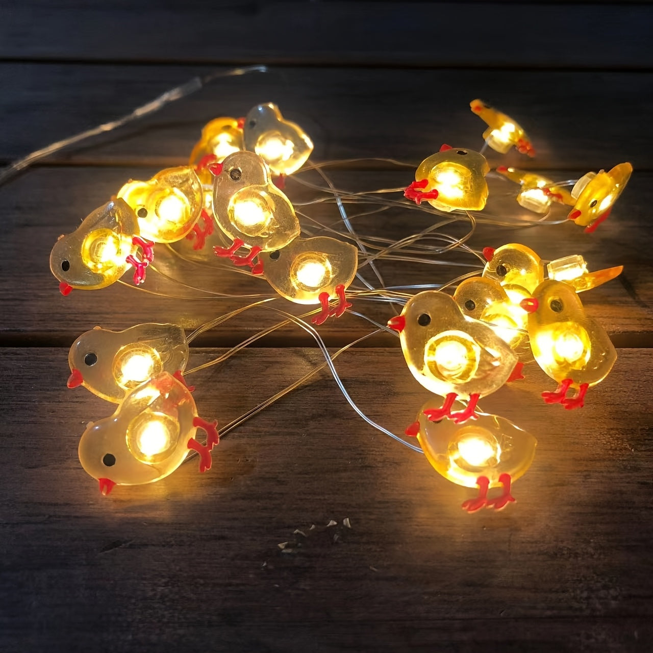20 LED 小雞和破碎的蛋糕燈串，78 英寸 3D 塑料復活節裝飾公仔燈，電池供電，無插頭，適合房間和臥室節日裝飾