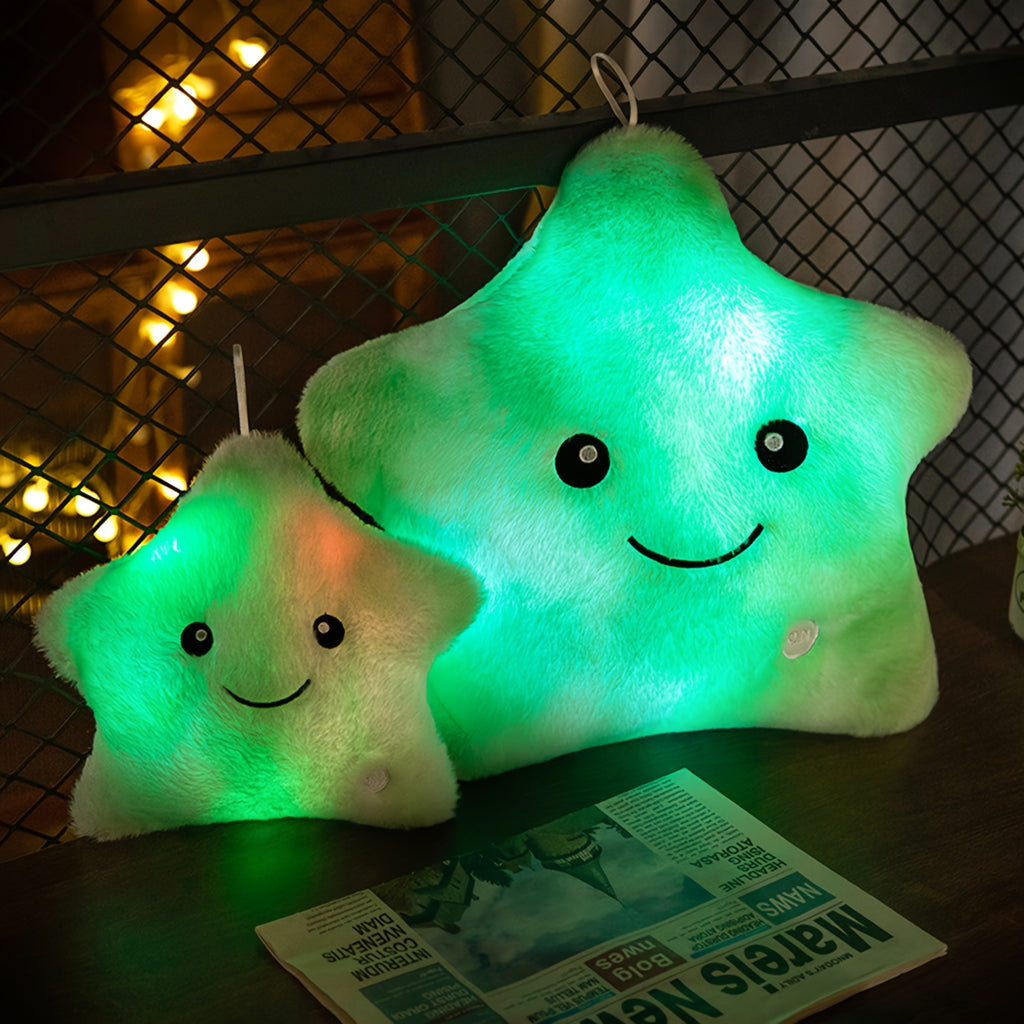AKKUN发光星星毛绒抱枕——儿童夜光玩偶与小夜灯，适合女孩、卧室及房间使用。柔软LED靠垫，多色可选，可爱睡前伴侣（9.45英寸与15.75英寸可选）