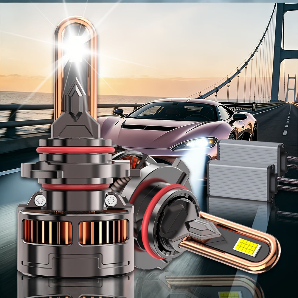 2PCS-LED Car Lights - 9012/9006/9005, H11/H7/H4/H1 - 55000LM, 300W High/Low Beam, 7500K Cool White Light, 12-24V Spotlight, No Battery Needed, Improves Night Driving Safety, External Driver Included