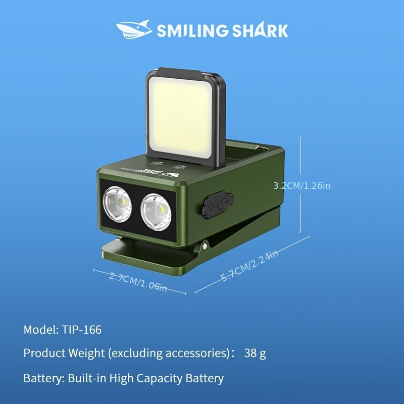 1Pc Smiling Shark Induction Work Light, USB-C Rechargeable COB LED Flashlight, Super Bright Clip-On Work Light, Multifunctional Magnetic Spotlight, Mini Portable Pocket Light
