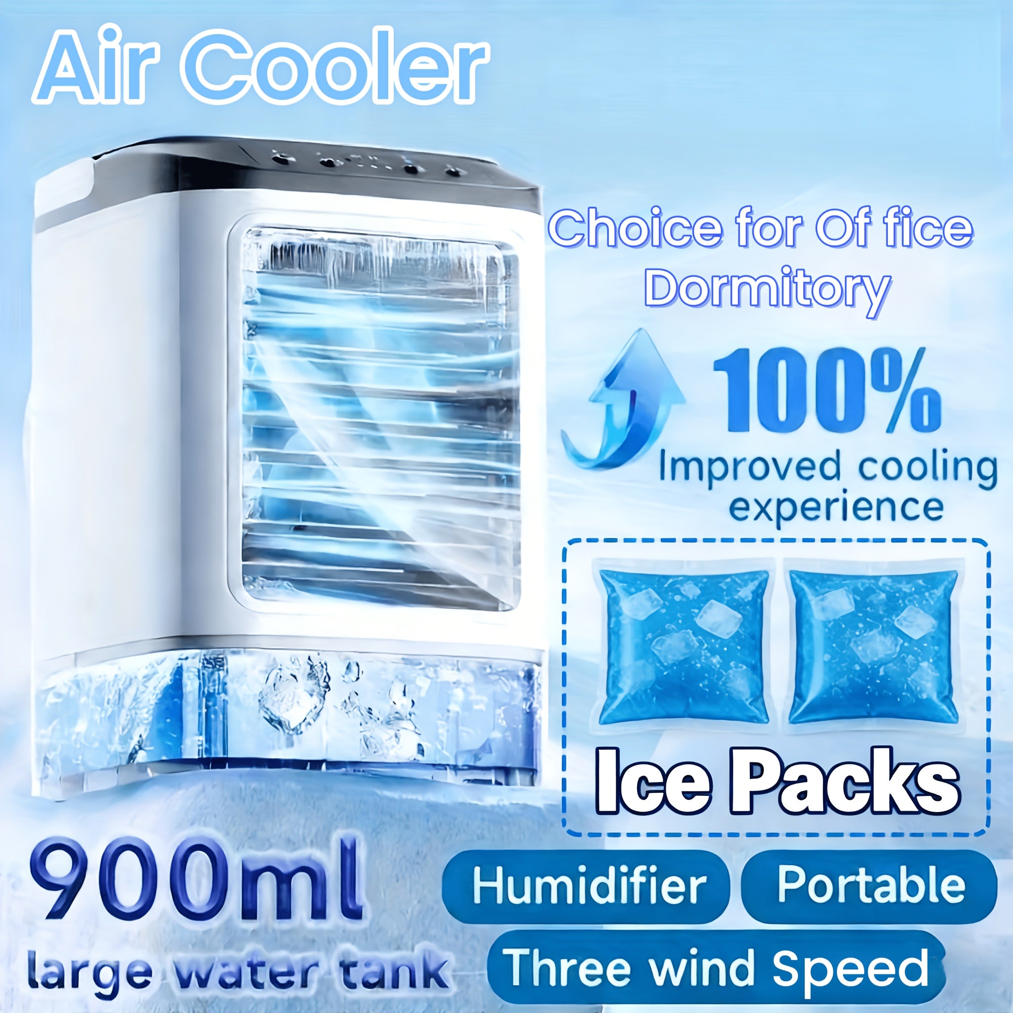 3 Seconds Instant Cooling! Mini Portable USB Cooling Fan Humidifier, Ultra Quiet 25Db, 30.43oz Water Tank, 6 Hours Timer, Ideal for Home Office Dorm, Perfect Holiday Gift