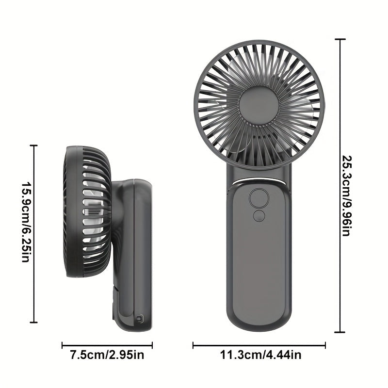 6000mAh Portable Handheld Fan, 180° Foldable 5 Speed Adjustable, 6-22H Working Time, USB Rechargeable Mini Desktop Fan, Foldable Personal Cooling Fan for Travel Summer Outdoor Home Office