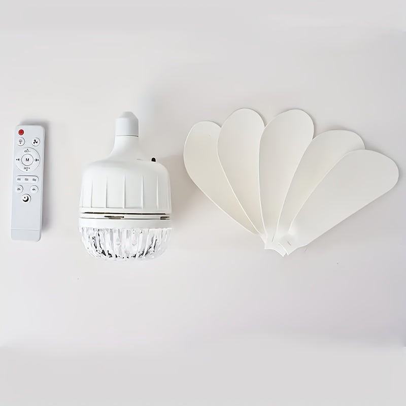 1/2 Pack Christmas Light Socket Ceiling Fan, Plug-in E27/E26 Fan Bulb with Remote, Mini Ceiling Fan 3 Speed Dimmable LED Light, Socket Fan for Kitchen Bedroom Small Rooms