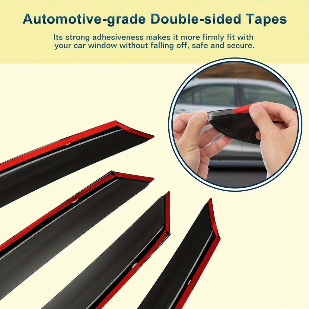 For 2023-2025 Honda Accord Sedan 4Pcs Premium Black Trim Windshield Vent Sun Shade Rain Guard Wind Deflector (with Clips) Smoked Color