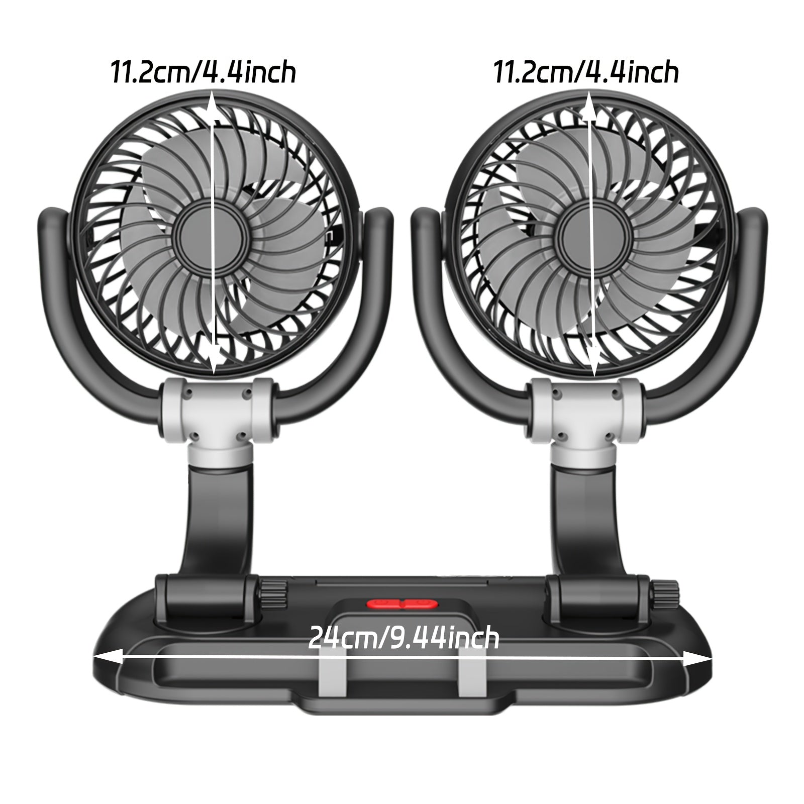 Dual-Head Car Fan - Powerful Wind, Adjustable Speed, Multi-Angle Rotatable, Compact Design with Phone Storage Slot, Suitable for Cars, SUVs and Trucks, Perfect for Travel, Beach Vacation, Back to School, Comfortable Car Interior Use, Battery-Free Design