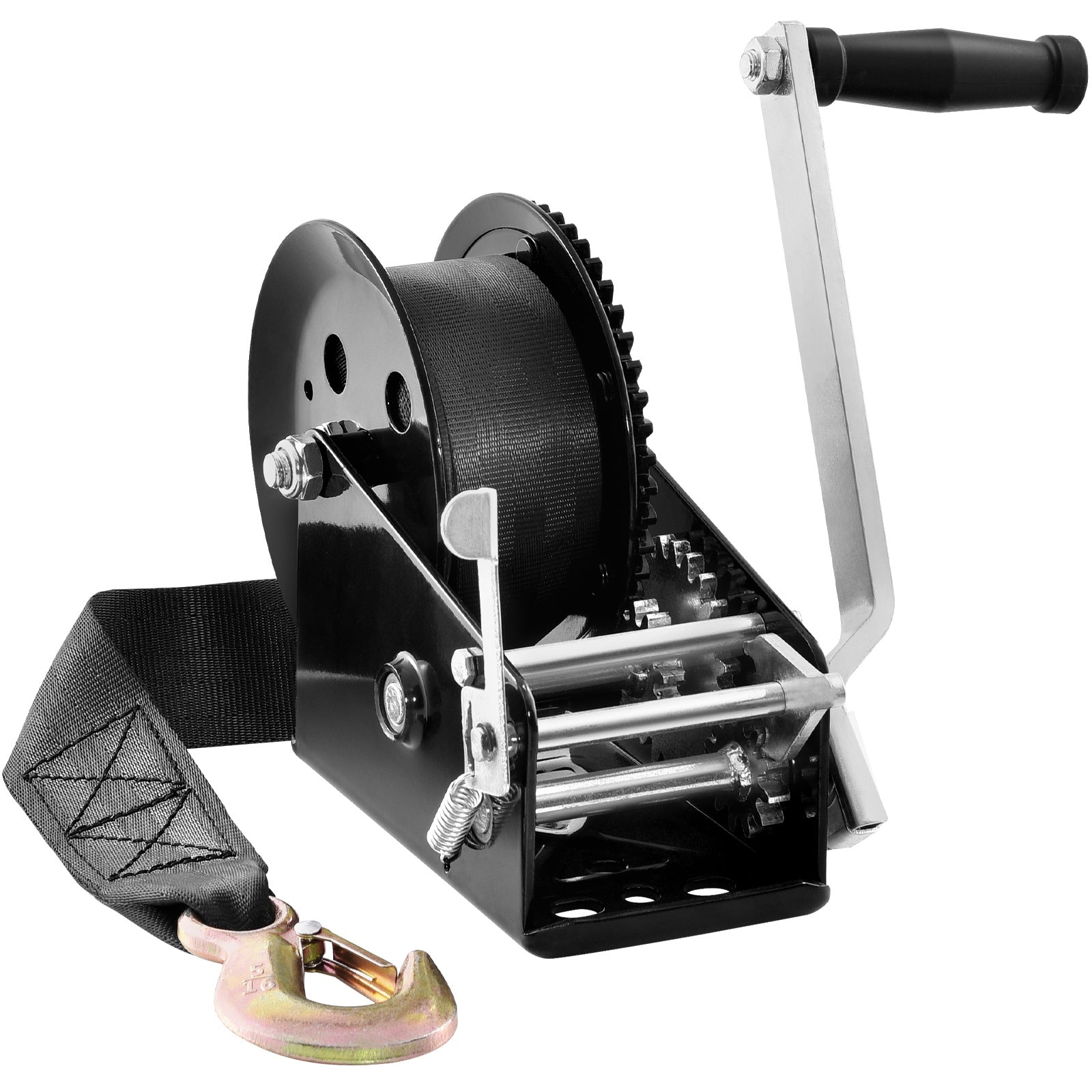 VEVOR Hand Winch, 1200/1600/2000/3500 lbs Pulling Capacity, Boat Trailer Winch with 23 ft Polyester Strap and Two-Way Ratchet, for Trailer, Boat or ATV Towing