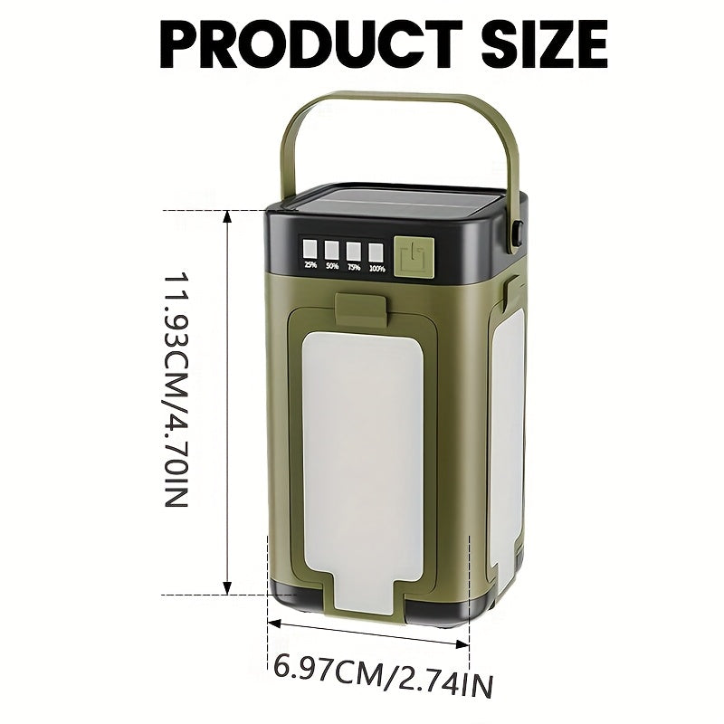 1 Pack Rechargeable LED Solar Camping Light Portable Foldable Hanging Tent Lamp 6 Lighting Modes Handheld Flashlight for Hiking Travel Fishing Emergency and Gift Giving