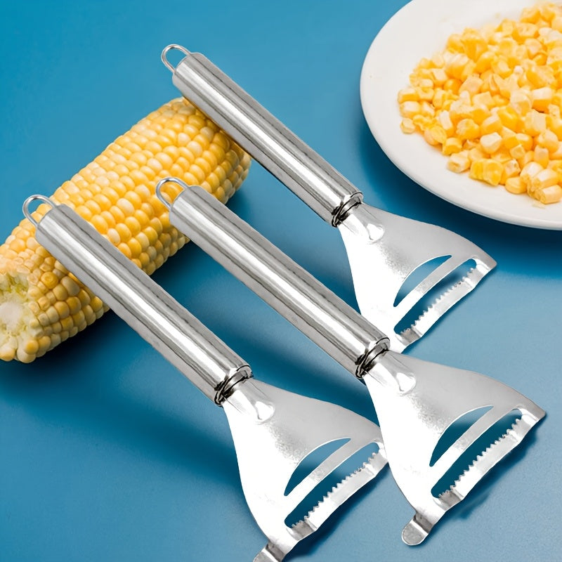 1PC Corn Husker & Vegetable Peeler, Multipurpose Ergonomic Kitchen Tool with Serrated Blade, Fast & Safe Food Prep, Metal Material