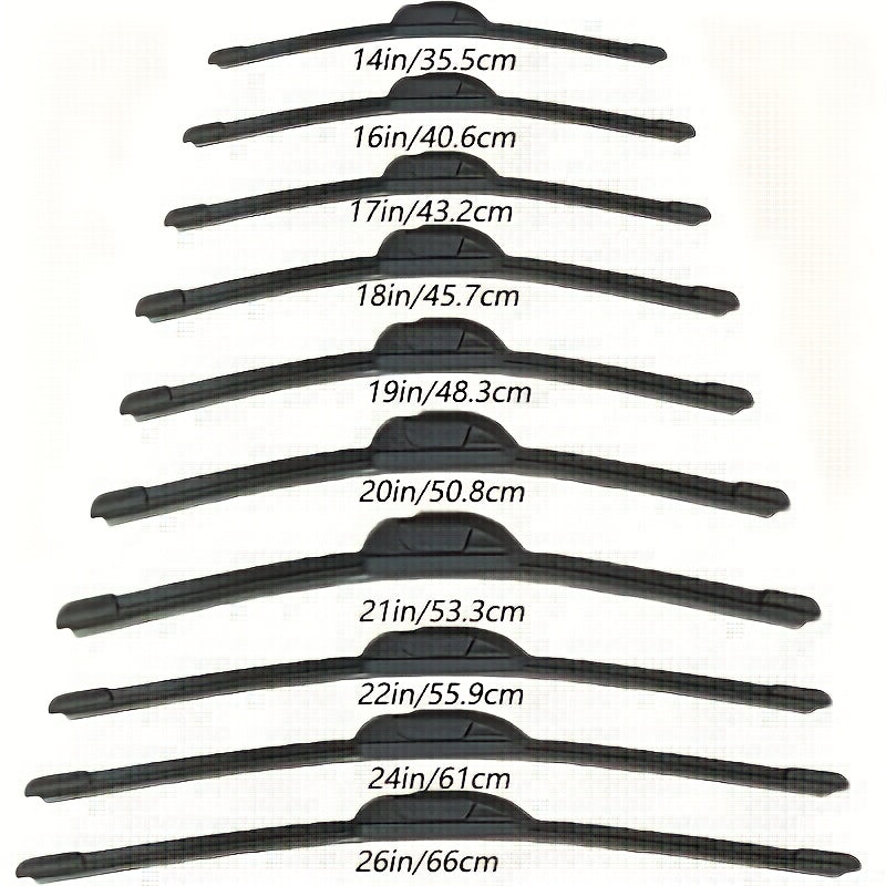 Bracketless Wiper Blade, Fits U/J-Type Hooks, High-Quality Silent & Durable, All Sizes Available. Enhances Rainy Day Visibility