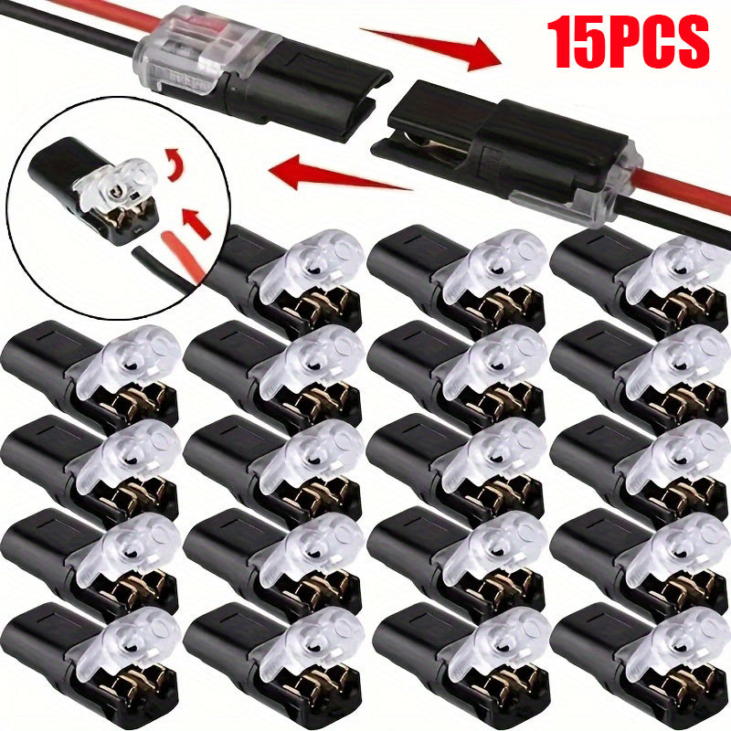 Black Terminals, 15/30/75PCS Pluggable Universal Quick Splice Connectors, Solderless & Stripless Quick Terminal Connection