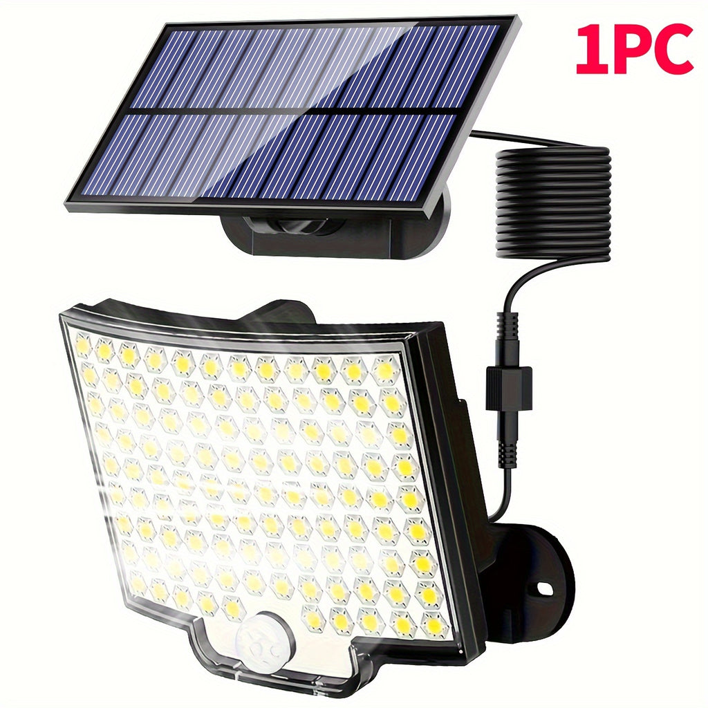 1 Pack Solar Outdoor Sensor Light, Powered by Separate Battery Panel, 106 Super Bright LED Beads, PIR Motion Sensor Lighting, IP65 Protection Rating, Perfect for Courtyard, Garage, Garden, Patio as Wall Light or Street Light