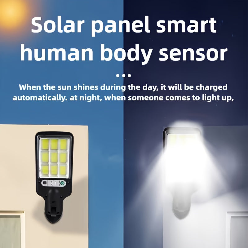 8/6/4 Pack Solar Street Light with PIR Motion Sensor, IP65 Protection Rating, 108 COB LED Security Wall Light with Remote Control, 3 Modes, Solar Searchlight Perfect for Garden, Courtyard, Porch, Garage Lighting