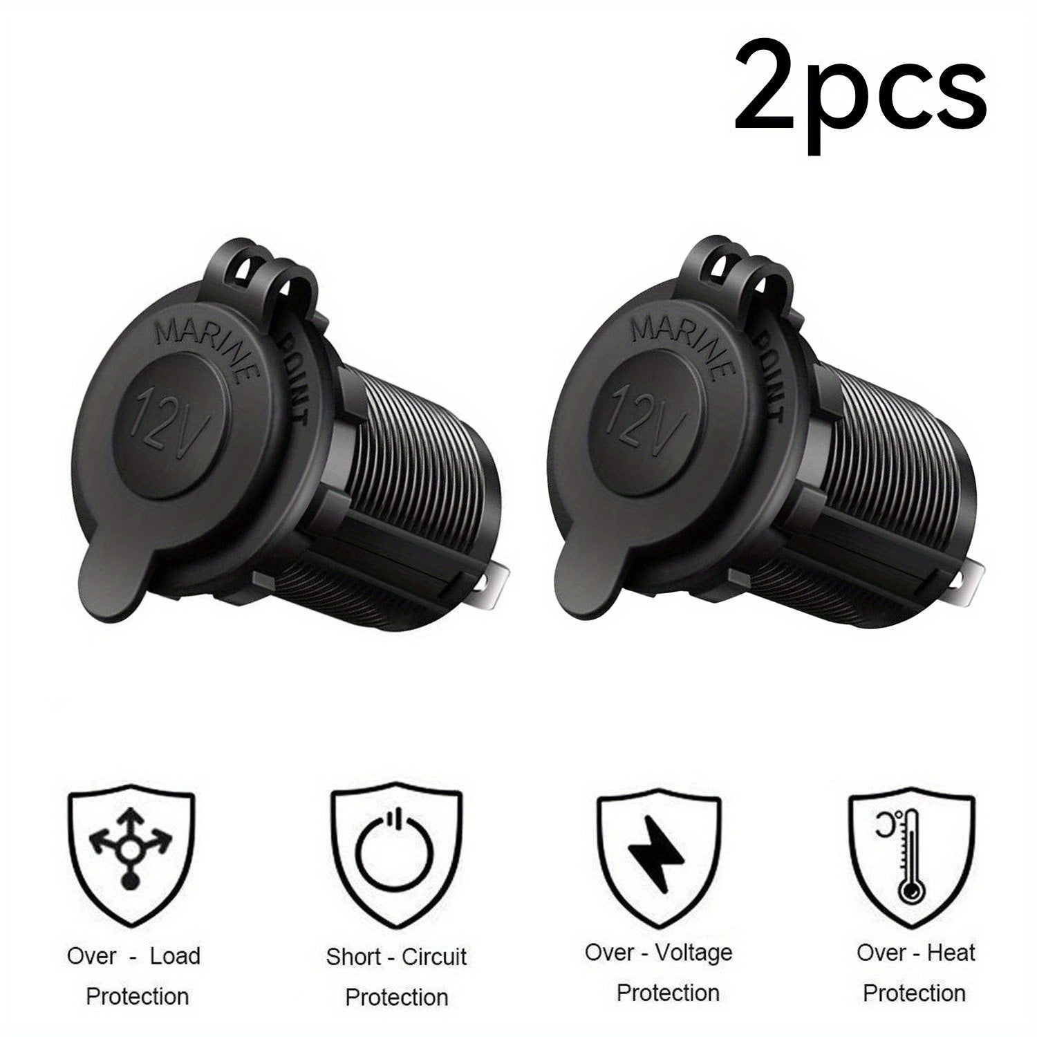 12V Power Adapter Socket for Car, Boat and Motorcycle, with Cigarette Lighter Splitter and Extra Features, Battery Not Included