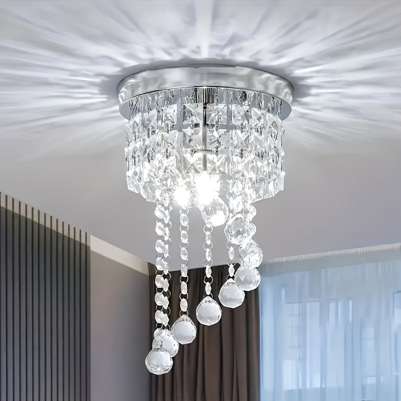 S-shaped crystal ceiling light, suitable for living room, bedroom, dining area and hallway (E14 base, bulb not included, purchase separately)