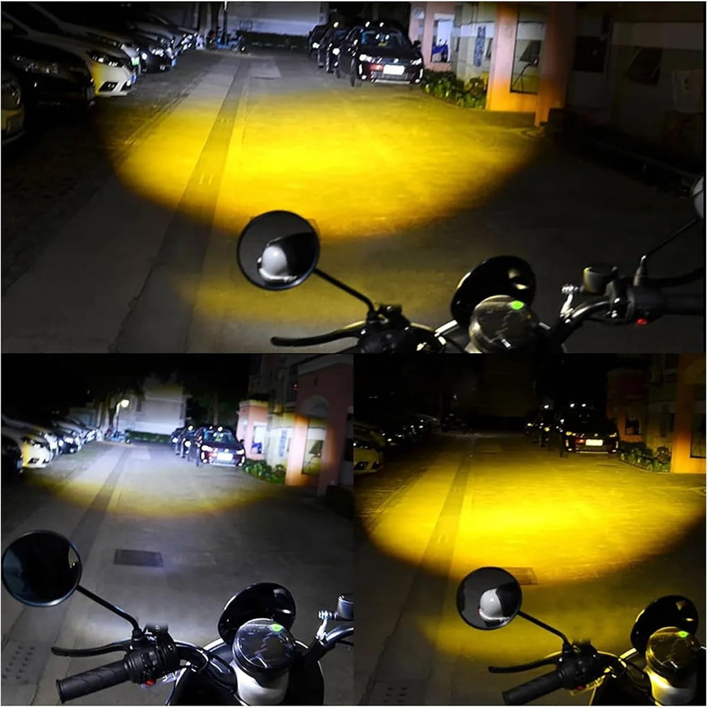 2 LED Motorcycle Spotlights, Super Bright Triple-Eye Motorcycle Light, Motorcycle Fog Light, Yellow/White Light High/Low Beam, Men‘s Auto Repair Lighting, Truck LED Light, Truck Accessories, Fits Pickup Trailer Bus Truck
