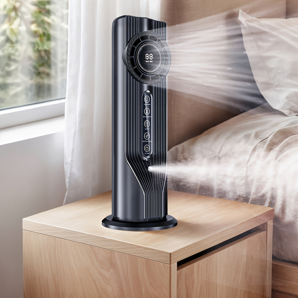 Feel Rapid Cooling in 3 Seconds! 6-Speed USB Portable Air Conditioner Humidifier Fan, Quiet Efficient Operation with 6-Hour Timer, Perfect for Home and Office Use
