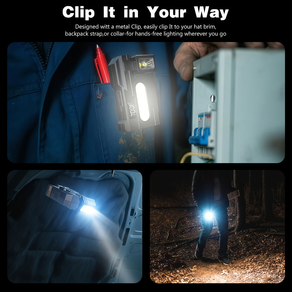 Rechargeable Flashlight with Rotating Head, Ultra-Bright Mini Flashlight, 1200mAh Portable Flat Pocket Flashlight with Magnetic Keychain