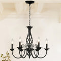 Farmhouse Candle Chandelier Ceiling Light, Rustic Industrial Pendant Ceiling Fixture, Vintage Chandelier for Bedroom, Hallway, Kitchen, Dining Room, Bar, Foyer, Matte Black E14 Bulb Base (Bulb Not Included)