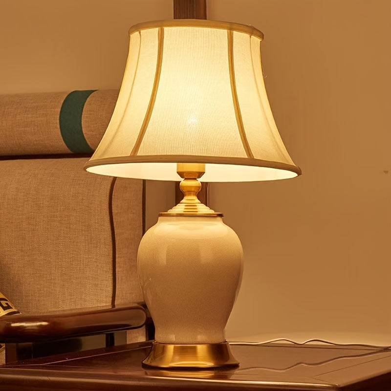 Vintage ceramic bedside lamp, modern minimalist home lighting