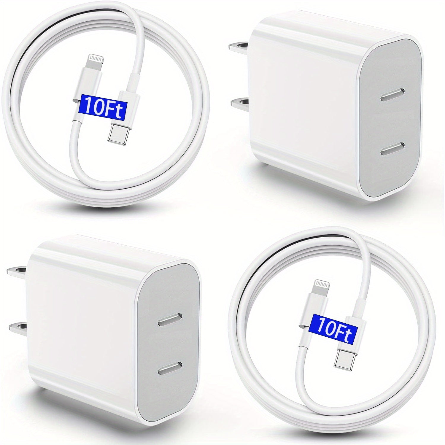 2Pack Color Quick Charger for iPhone Charger Fast Charging, 40W Dual USB C Wall Charger with 10ft Type C to Lightning Cord Fast Charging Cable for iPhone 13/ 14/ 12 Pro Max Plus/ 11, iPad, Fast Chargers for Multiple Devices, Cellphone Charger, Fast Charge