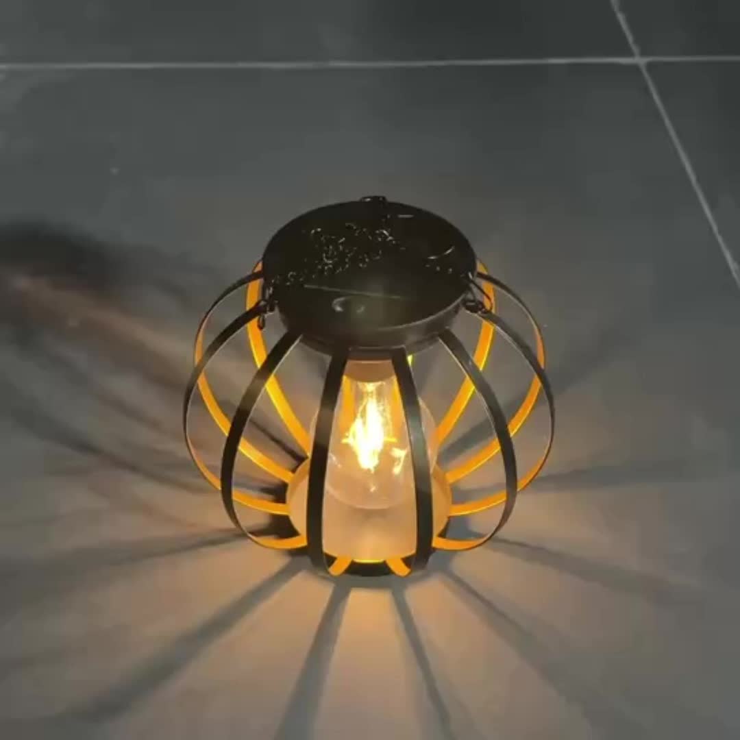 HOTU 2-Pack Outdoor Hanging Light - IP65 Metal Solar Wall Light, Modern Pumpkin Shape / Lampshade Design, Suitable for Outdoor Lighting in Garden, Patio, Porch