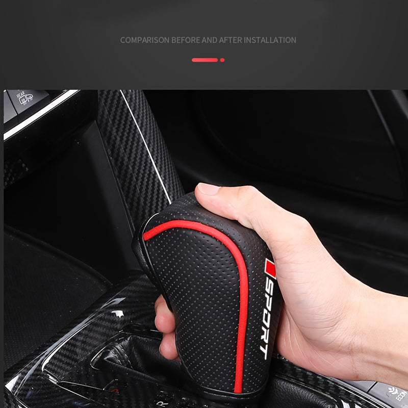 1 PU Leather Shift Knob & Boot Cover - Ergonomic Anti-Slip Grip, Breathable Design, Durable & Easy-to-Clean Gear Shift Protector, Suitable for Sedan/Truck/SUV, Easy Installation