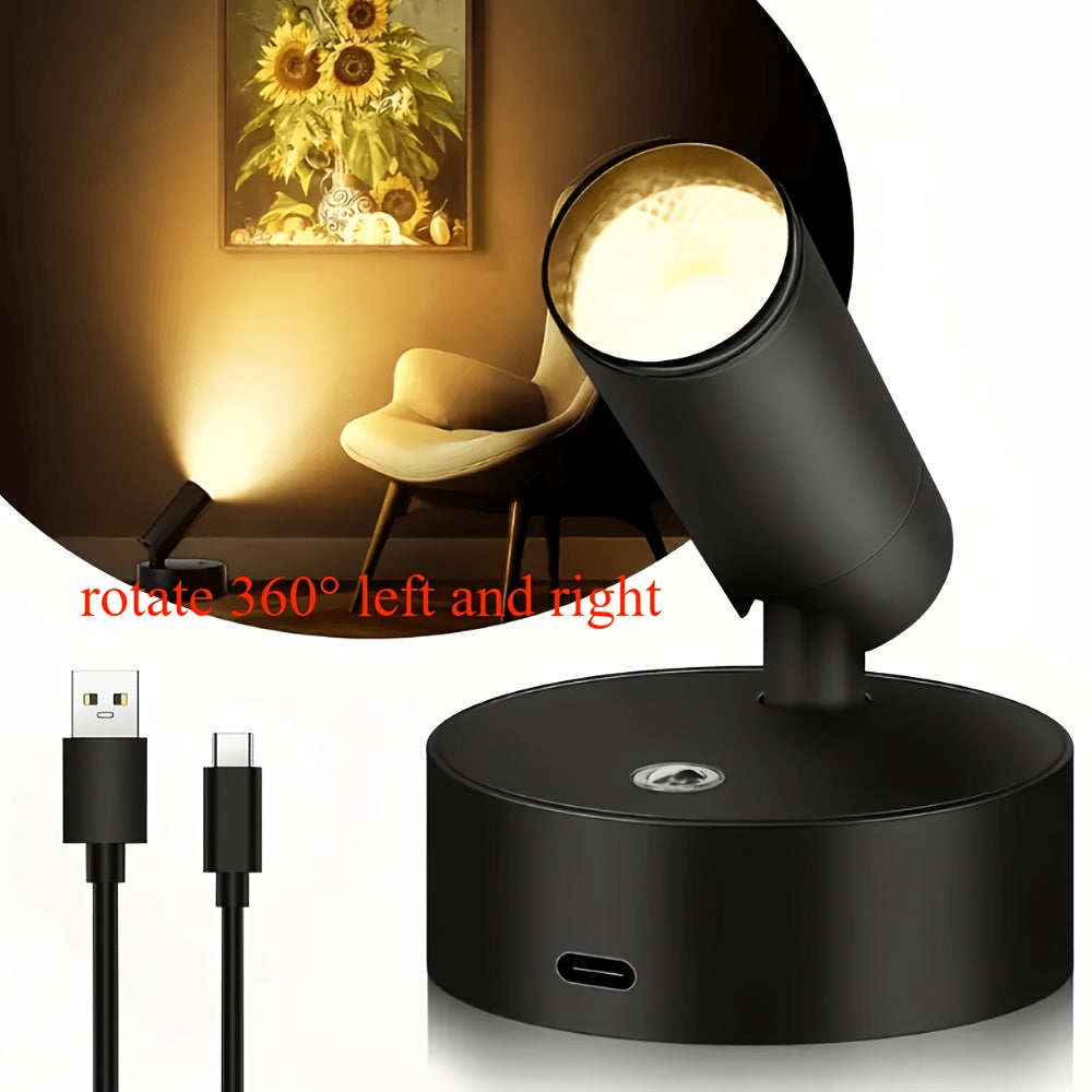 LED multi-functional spotlight, adjustable warm white/cool white/neutral white light modes and brightness adjustment, perfectly suited for plant and artwork lighting — no-drill installation, automatic on/off switch